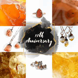 Raw carnelian, amethyst and citrine gemstones paired with sterling silver and gold vermeil jewelry
