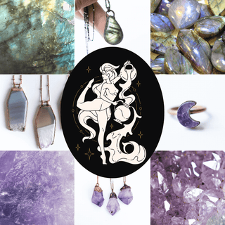 Raw crystals and crystal jewelry for Aquarius