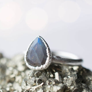 Earthy rings featuring raw crystal gemstones like amethyst, citrine and moonstone