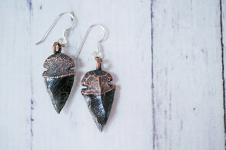 SALE Dragonglass | Obsidian arrowhead earrings