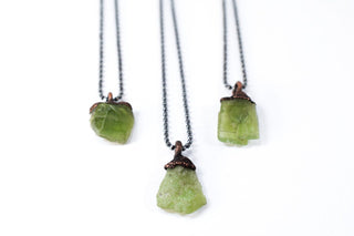 Peridot crystal necklace | Raw peridot 18" Sterling necklace