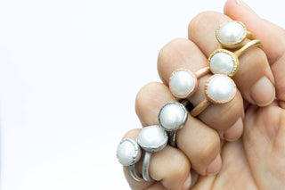 SALE Pearl ring | Pearl stacking ring
