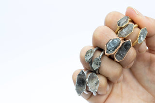 SALE Tibetan crystal ring | Raw anthraxolite crystal ring