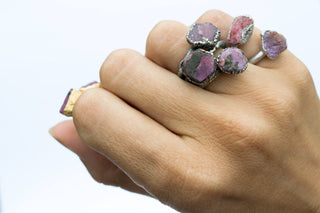 SALE Raw ruby ring | Red ruby crystal ring