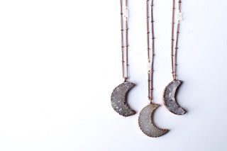 Druzy Moon Necklace | Crescent Moon Necklace