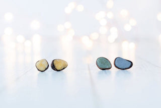 Beach pebble earrings | Martha's Vineyard beach pebble sterling silver post earring