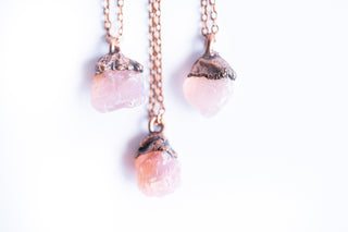 Rose quartz necklace | Electroformed crystal necklace