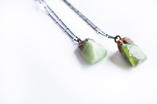 Green Peridot necklace | Raw peridot necklace