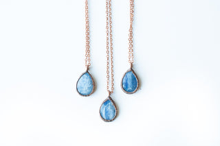 Kyanite teardrop necklace | Raw kyanite jewelry