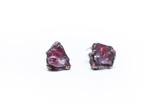 Raw Spinel studs | Rough Spinel earrings