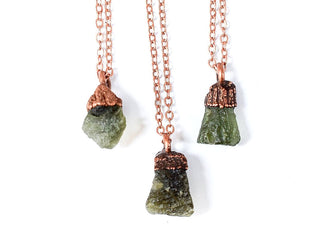 Genuine Moldavite crystal necklace | Raw authentic moldavite jewelry