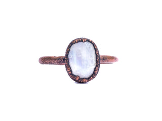 Rainbow moonstone ring | Simple stone stacking ring
