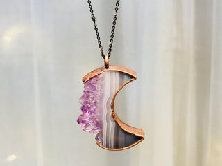 Crystal Moon Necklace | Druzy crystal necklace
