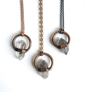 Raw quartz crystal necklace | Electroformed crystal necklace