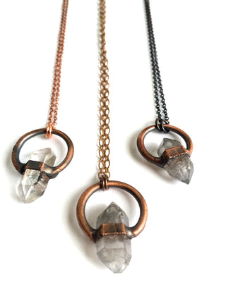 Raw quartz crystal necklace | Electroformed crystal necklace