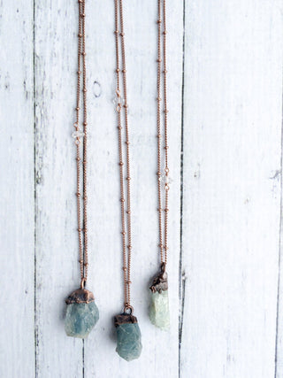 Natural gemstone necklace | Untreated aquamarine jewelry