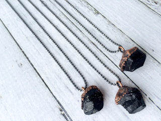 SALE tourmaline necklace | Black tourmaline sterling silver crystal necklace