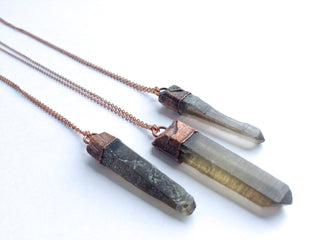 Raw smokey quartz necklace | Raw quartz necklace