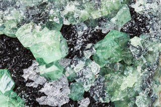 Green garnet crystals