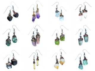 Raw crystal Dangle earrings | Rough Gemstone Birtstone earrings