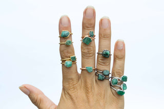 SALE Rough emerald ring | Raw Emerald birthstone ring