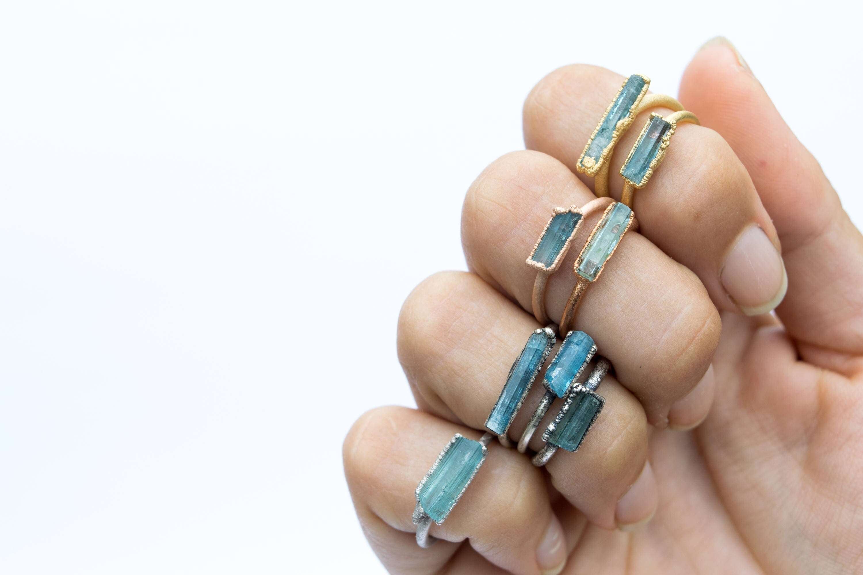 SALE Aquamarine crystal ring Raw aquamarine ring – HAWKHOUSE
