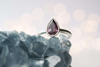 SALE Silver Amethyst statement ring | Amethyst teardrop ring