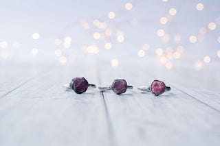 Oxidized Silver Ruby ring | Red ruby crystal ring