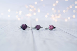 Oxidized Silver Ruby ring | Red ruby crystal ring