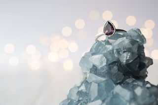 SALE Silver Amethyst statement ring | Amethyst teardrop ring