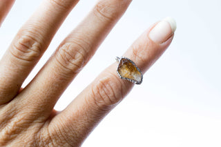 Oxidized Silver Citrine ring | Natural citrine ring