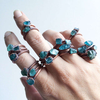 SALE Rough apatite ring | Blue apatite ring