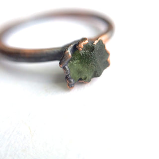 HAWKHOUSE RINGS Moldavite ring | Raw moldavite stacking ring