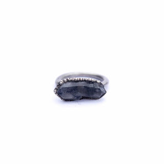 HAWKHOUSE SILVER + GOLD RINGS Tibetan crystal ring | Raw anthraxolite crystal ring