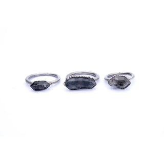 HAWKHOUSE SILVER + GOLD RINGS Tibetan crystal ring | Raw anthraxolite crystal ring