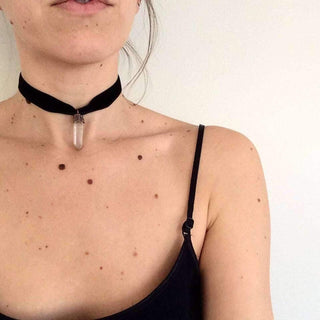 HAWKHOUSE LEATHER/VELVET NECKLACES Velvet crystal necklace | Raw crystal jewelry | Velvet crystal choker