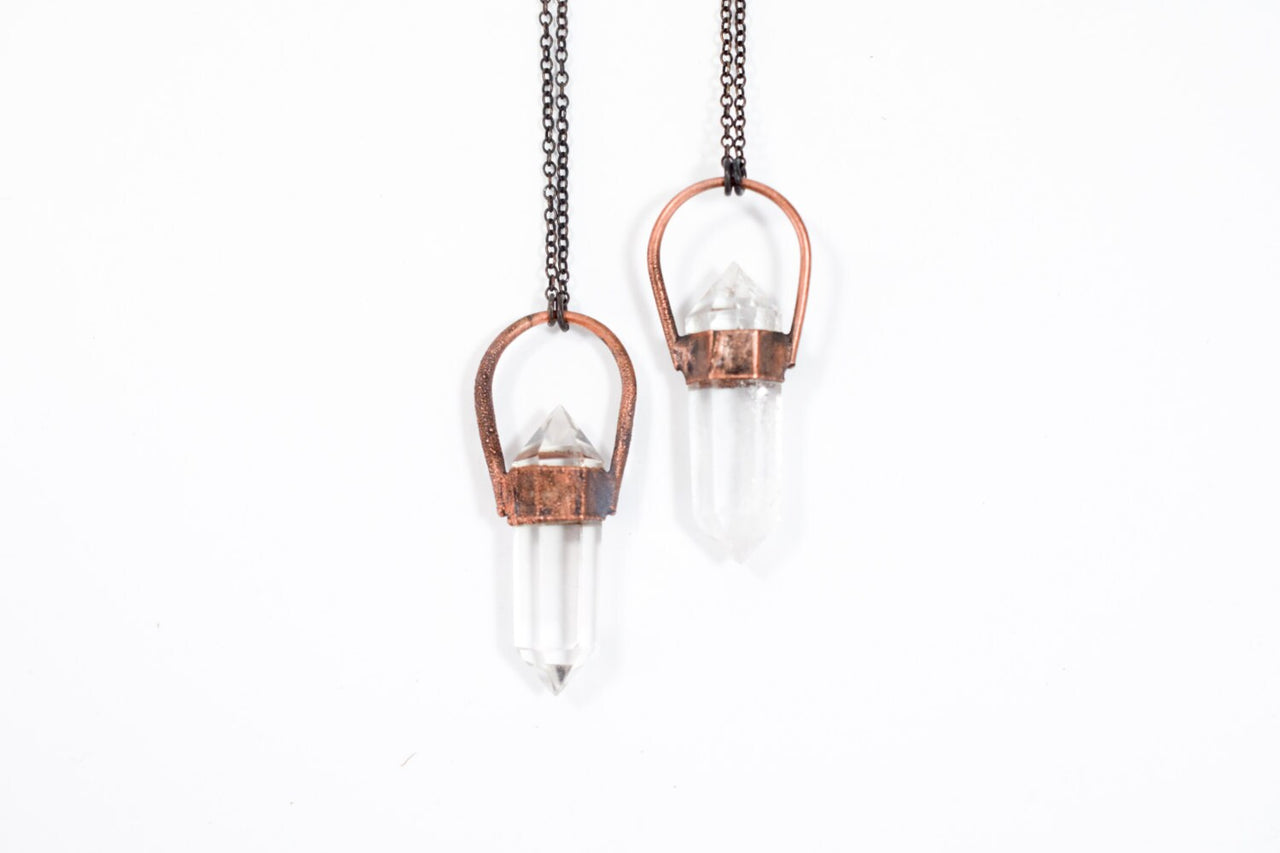 Quartz crystal necklace | Electroformed crystal necklace