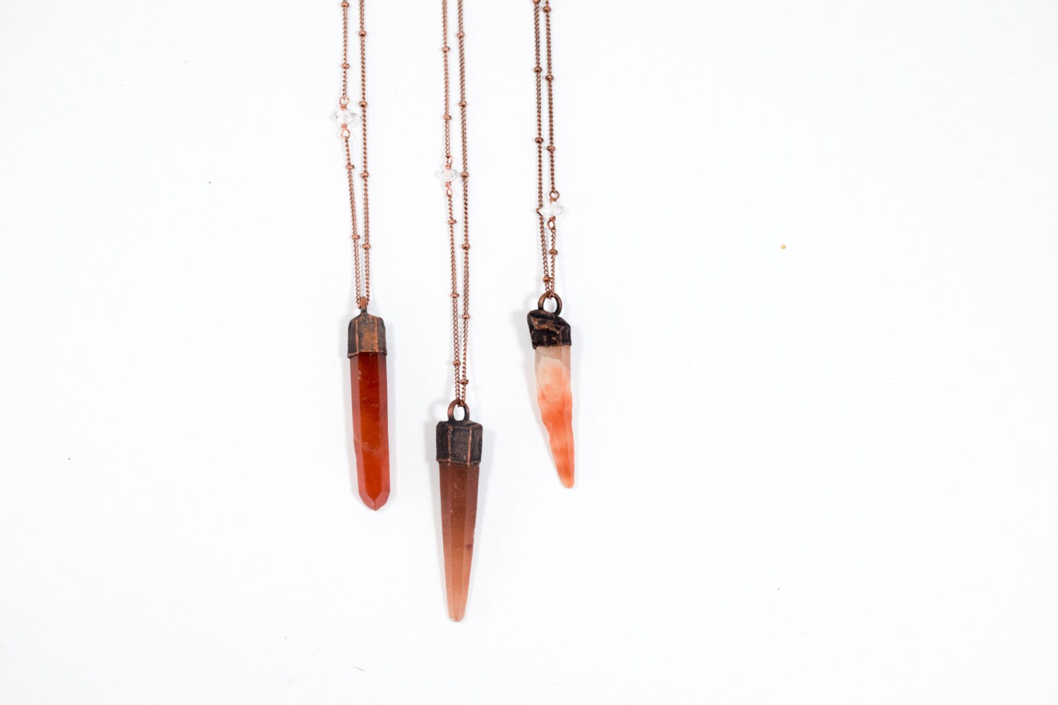 Raw crystal necklace | Red quartz crystal necklace