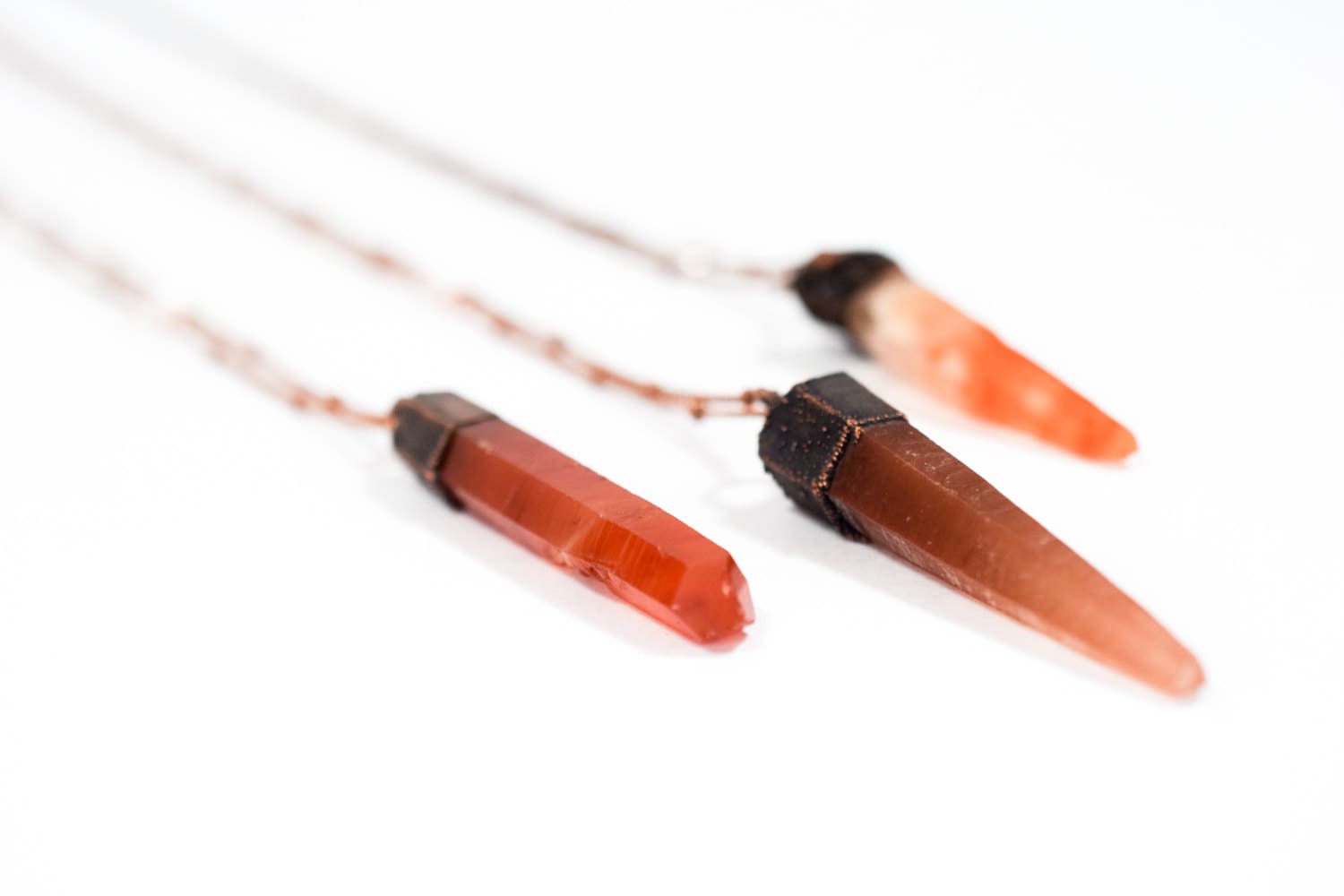 Raw crystal necklace | Red quartz crystal necklace