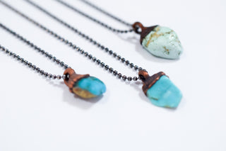 Turquoise sterling necklace | Raw turquoise jewelry