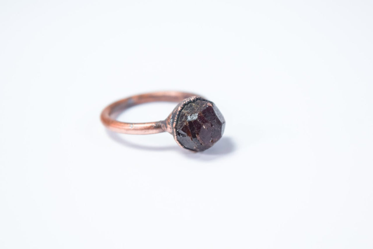 Raw garnet ring | Deep Red Garnet ring