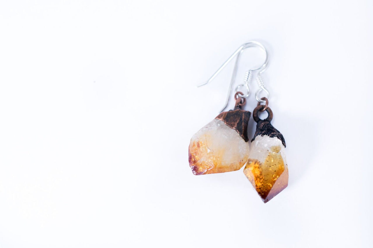 Raw crystal earrings | Citrine crystal earrings
