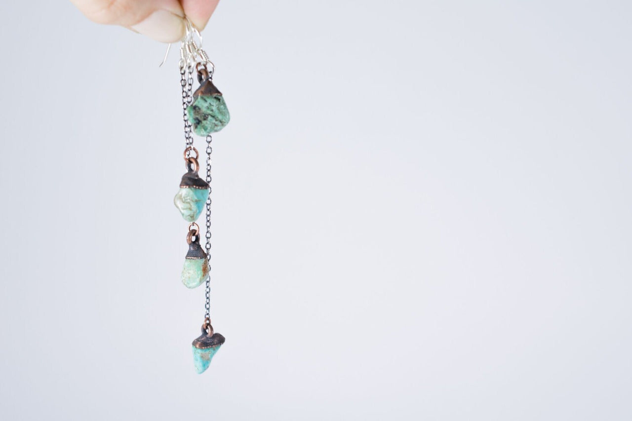 Raw turquoise earrings | Turquoise crystal earrings