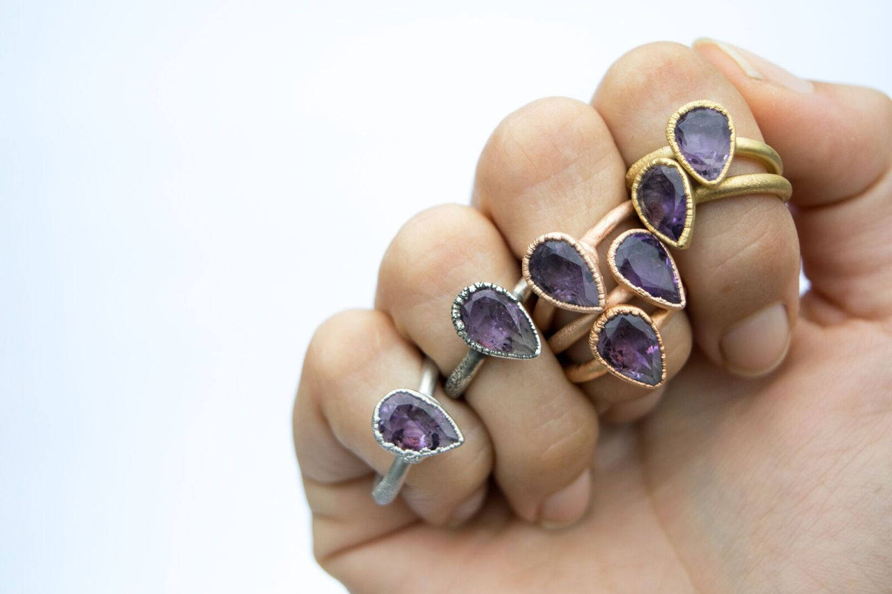 Faceted amethyst ring | Amethyst statement ring