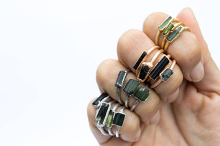 SALE Raw tourmaline ring | Green tourmaline crystal ring