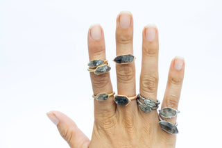 SALE Tibetan crystal ring | Raw anthraxolite crystal ring