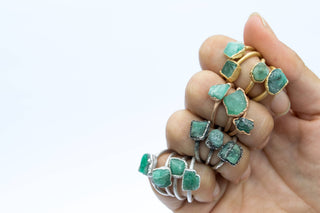 SALE Rough emerald ring | Raw Emerald birthstone ring