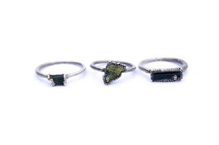 RAW tourmaline ring | Green tourmaline crystal ring