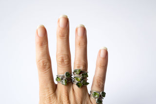 Green Peridot ring | Raw peridot ring