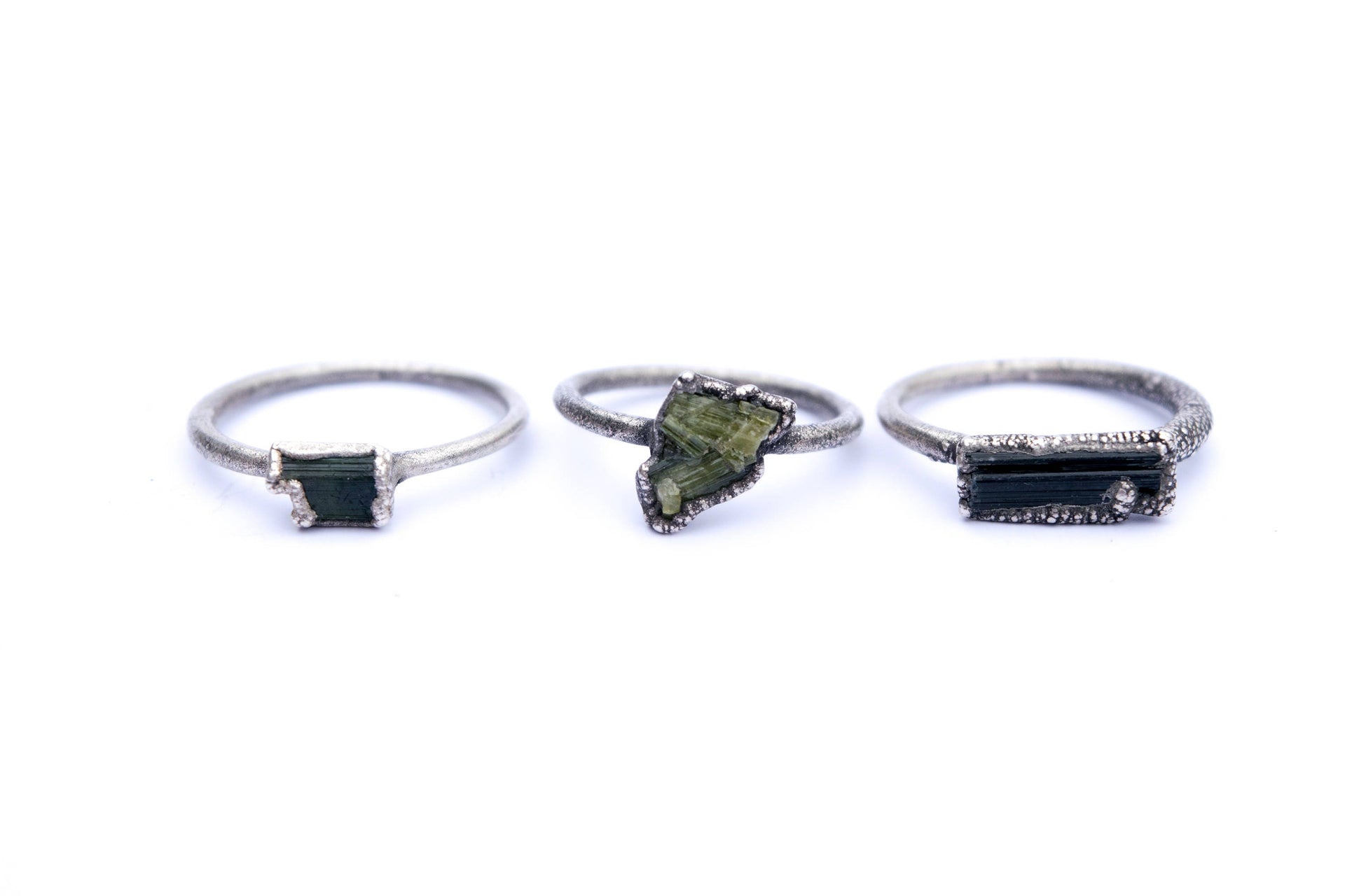 RAW tourmaline ring | Green tourmaline crystal ring